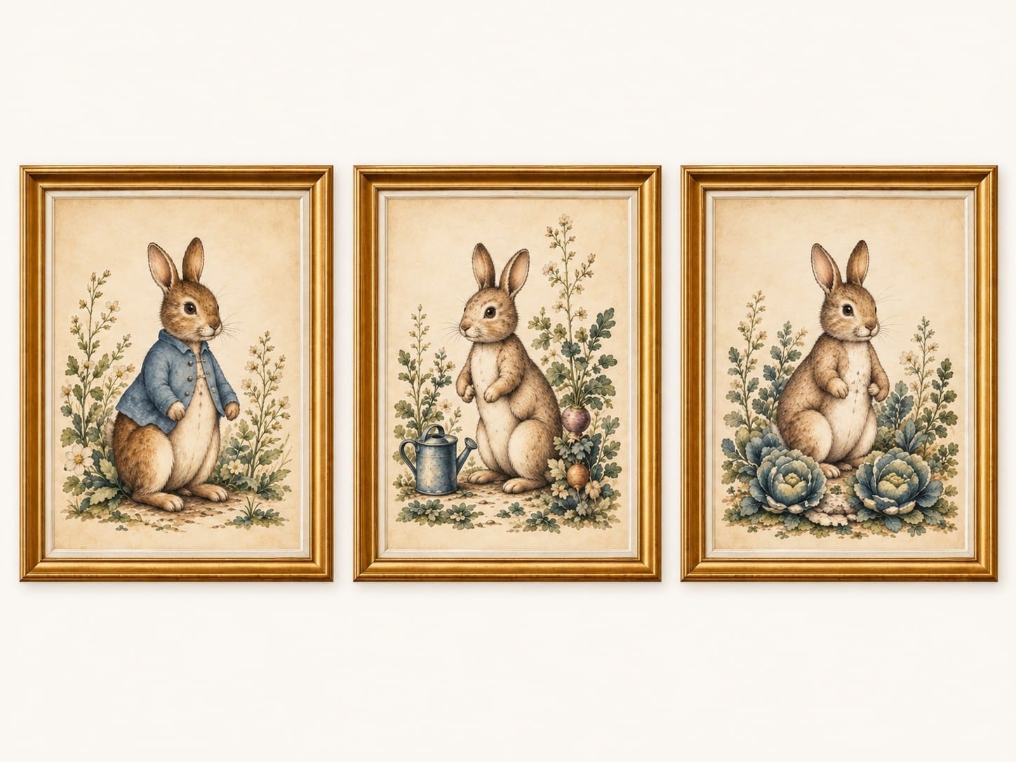 The Garden Bunnies — Set of Three Prints
