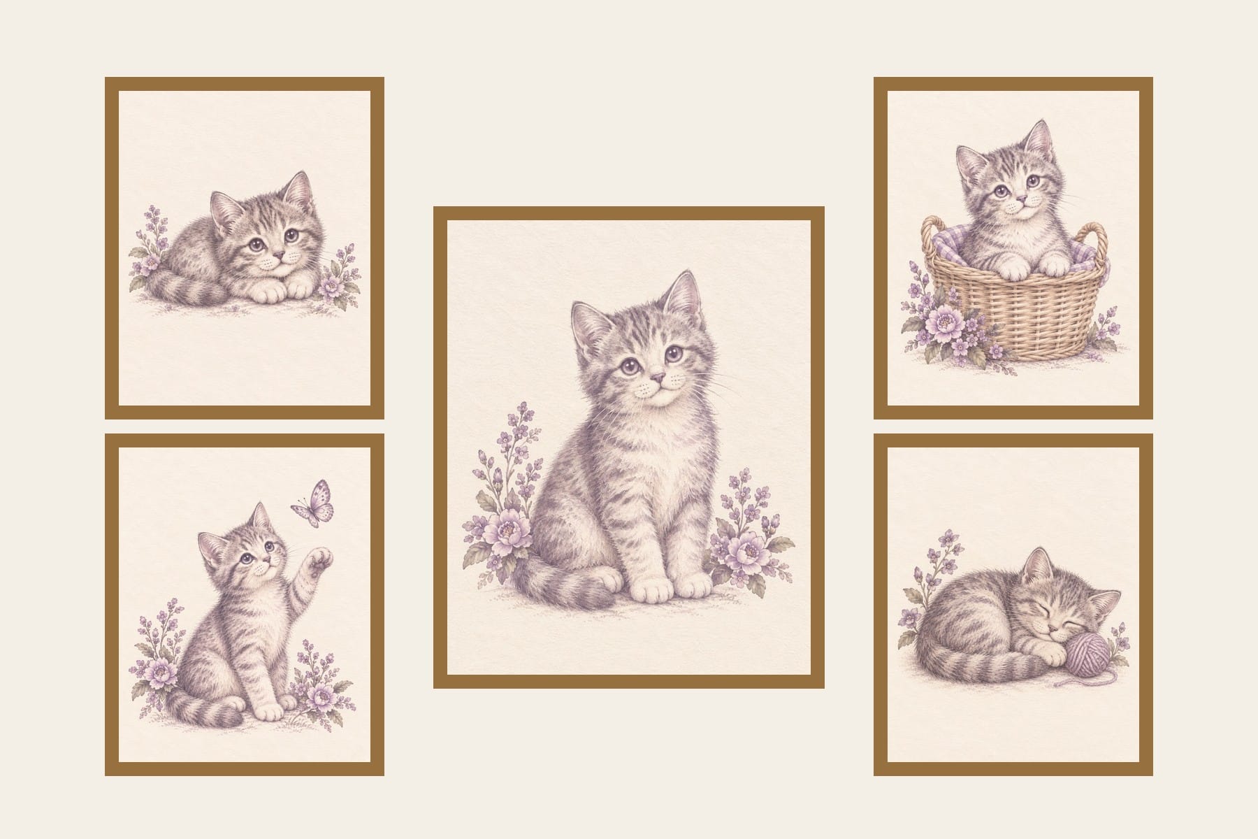 The Chesterfield Kitten Gallery, Set of Five