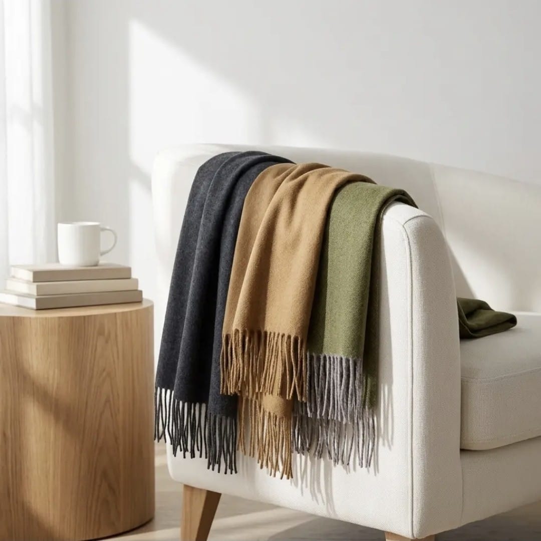 Baby Alpaca Throw, Olive — additional view