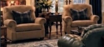 Linen Club Chairs, Pair