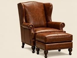 Leather Wing Chair & Ottoman