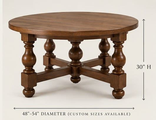 Turned-Leg Round Center Table — additional view