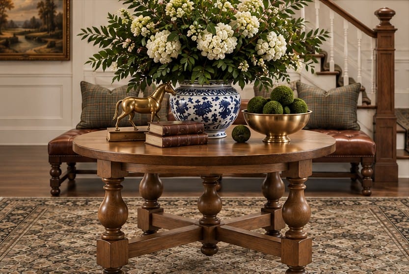 Turned-Leg Round Center Table