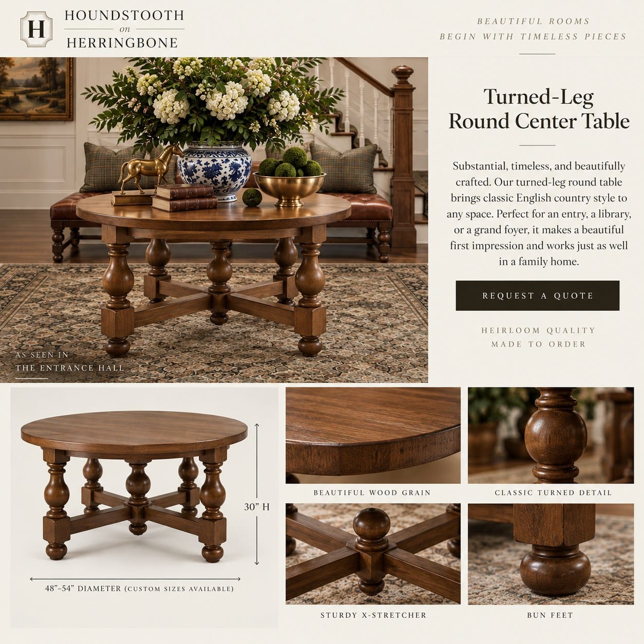Turned-Leg Round Center Table — additional view