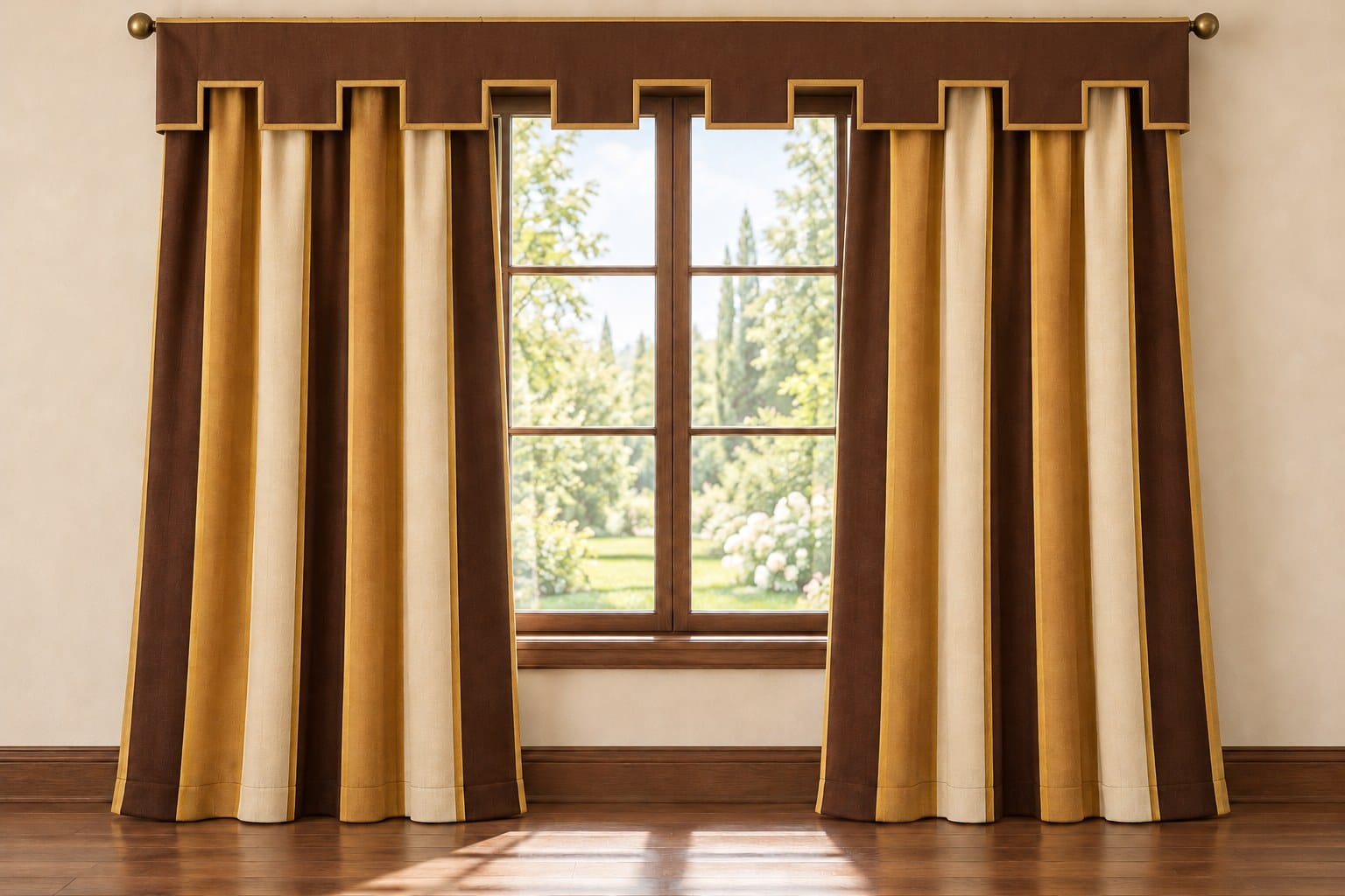 Battlement Valance, Gold & Brown