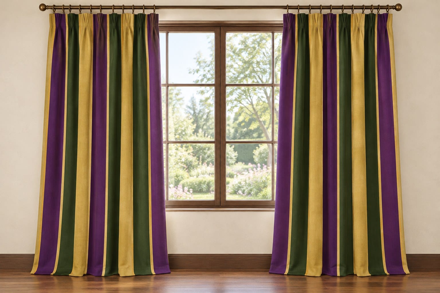 Jousting Stripe Curtain Panel, Purple & Green