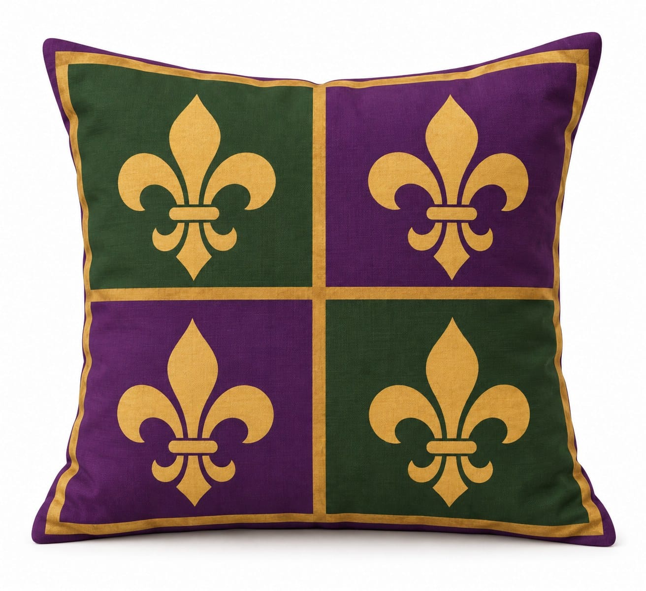 Quartered Fleur-de-Lis Pillow, Purple & Green
