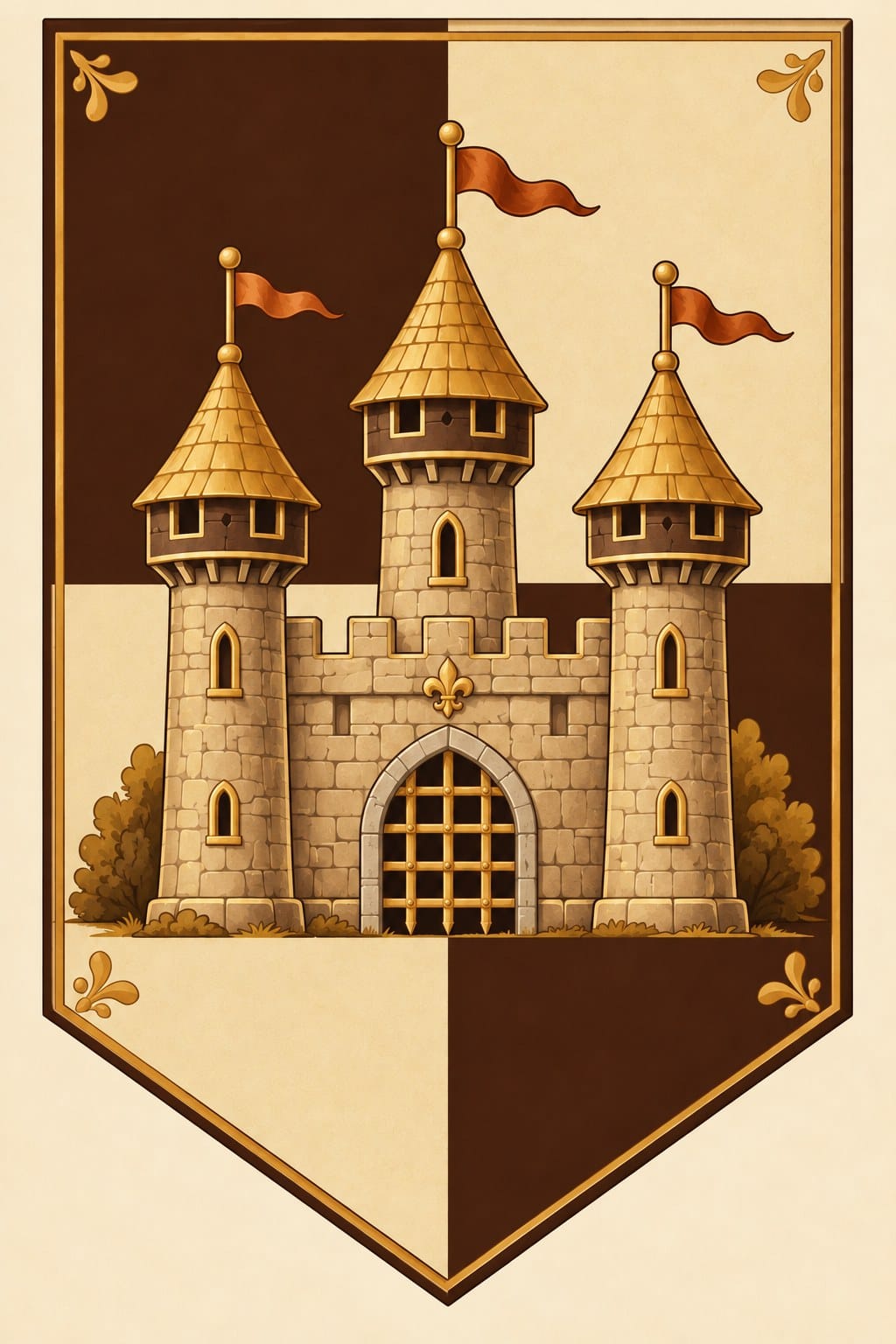 Young Knight's Castle Pennant, Gold & Brown