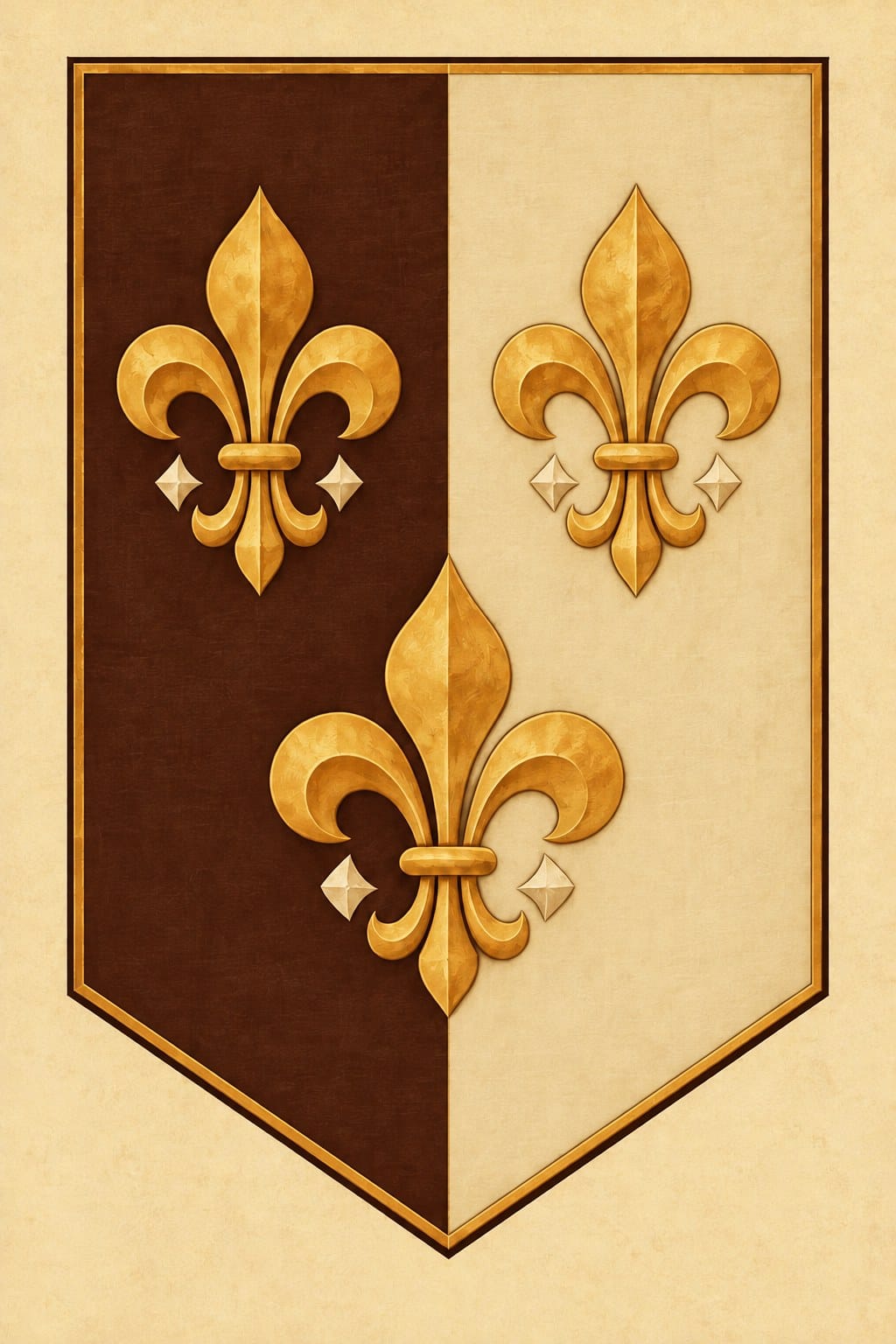 Young Knight's Fleur-de-Lis Pennant, Gold & Brown