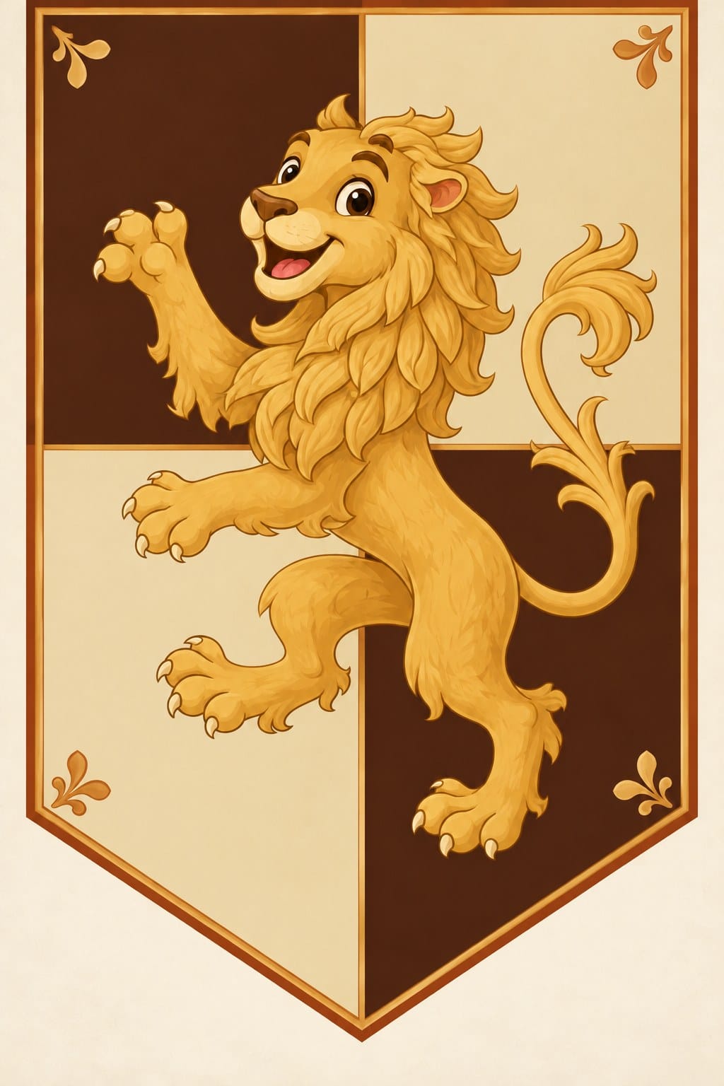 Young Knight's Lion Pennant, Gold & Brown