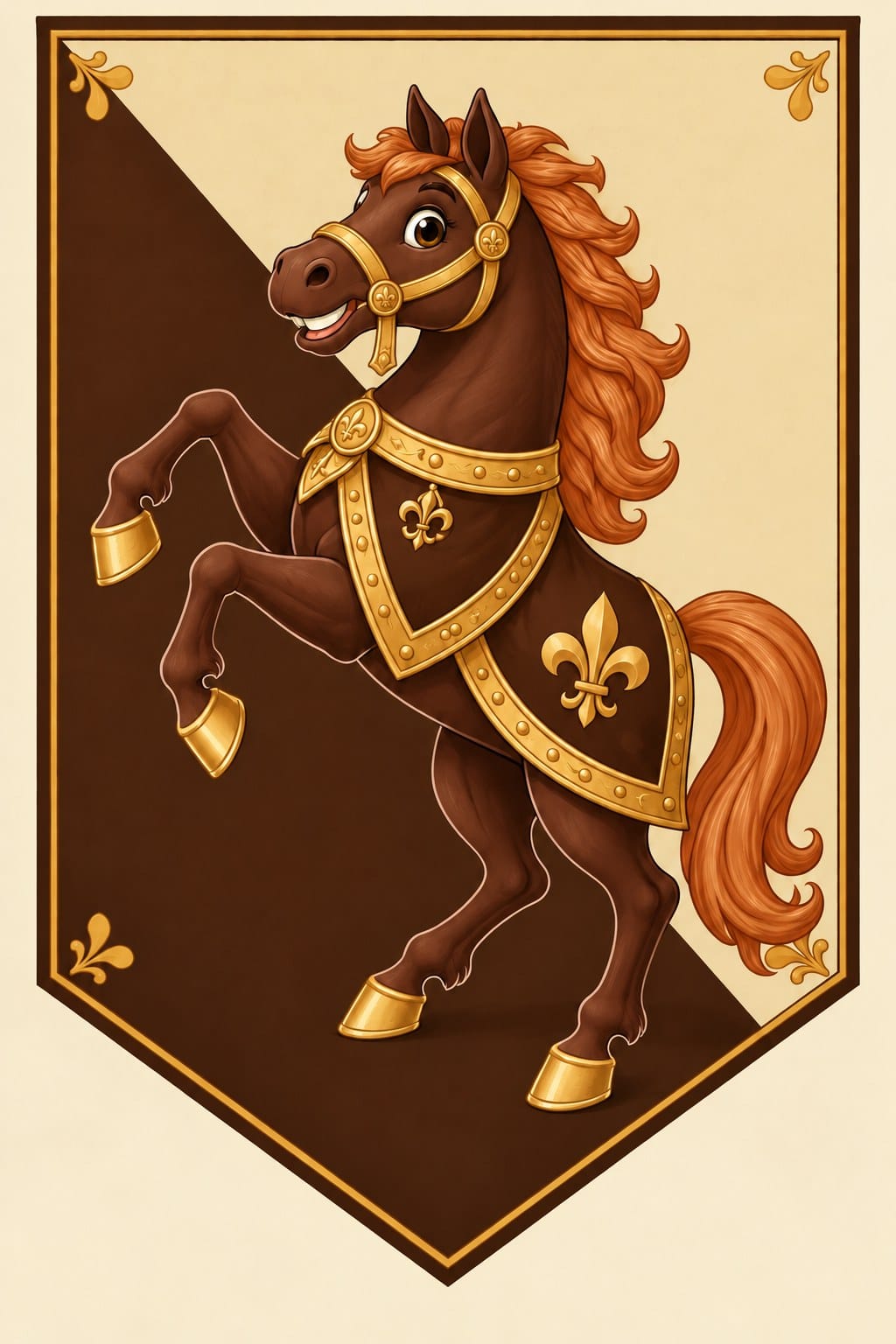 Young Knight's Pony Pennant, Gold & Brown