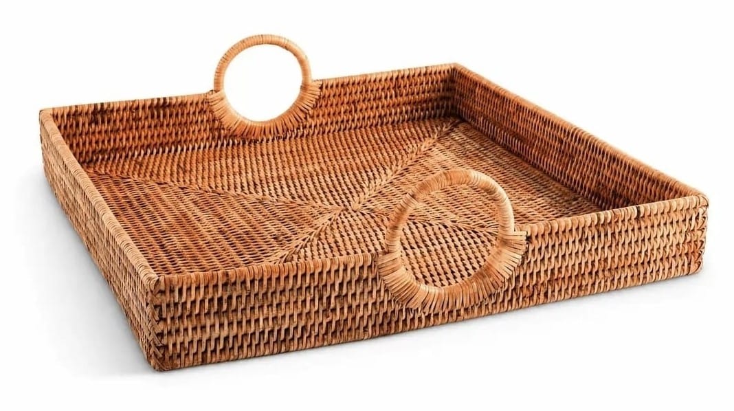 Rattan Large Square Tray
