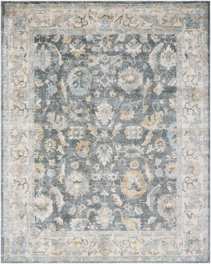 Surya Avellino Rug, Charcoal & Blue, 9'2" × 12'