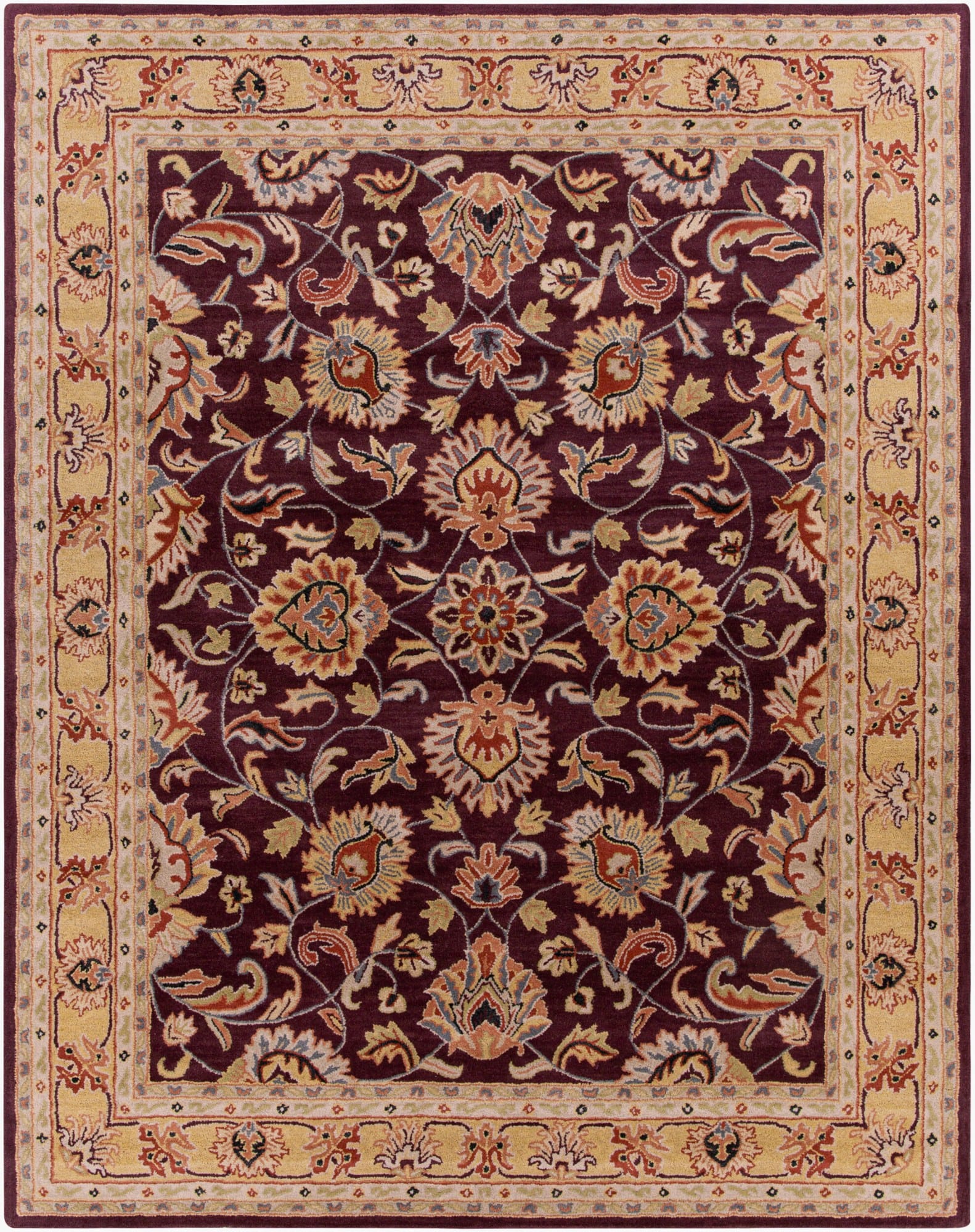 Surya Caesar Rug, Burgundy & Tan