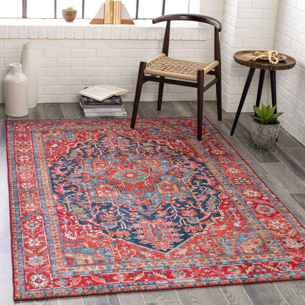 Surya Iris Rug, Red & Navy, 9' × 12' — additional view