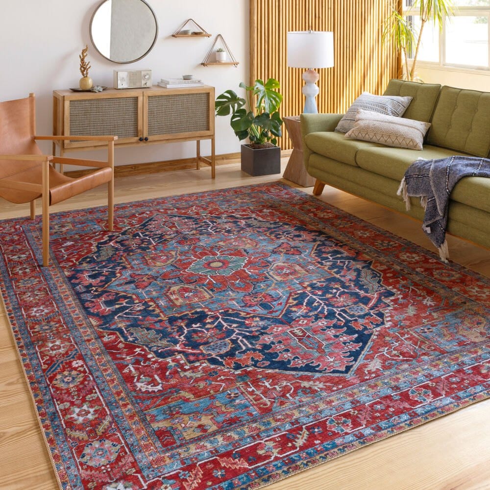 Surya Iris Rug, Red & Navy, 9' × 12' — additional view