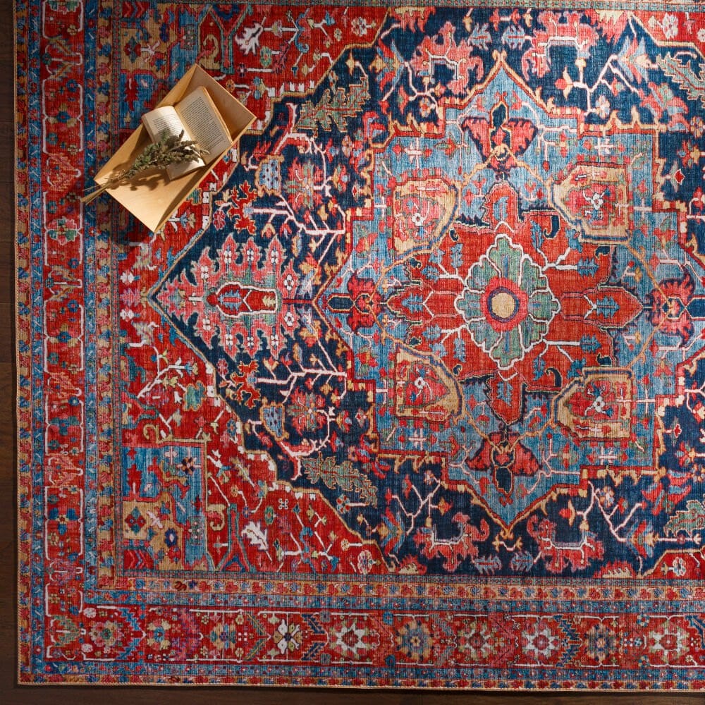 Surya Iris Rug, Red & Navy, 9' × 12' — additional view
