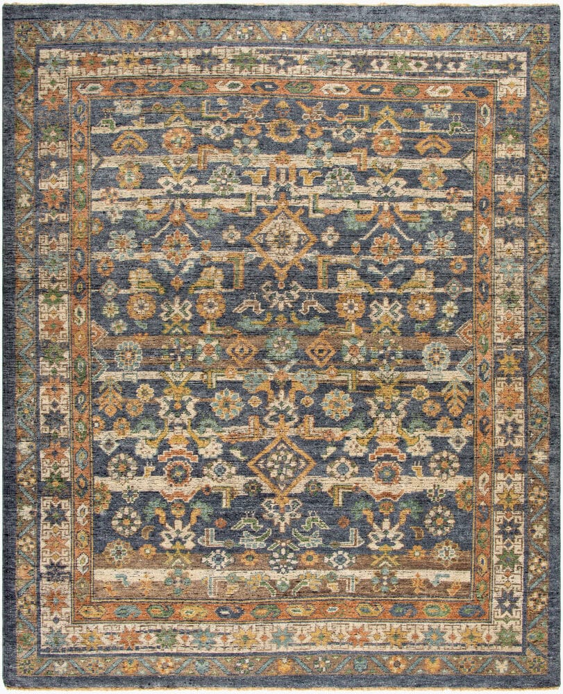 Surya Reign Rug, Navy & Rust, 9' × 12'