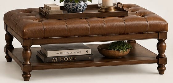 Leather Tufted Ottoman Coffee Table